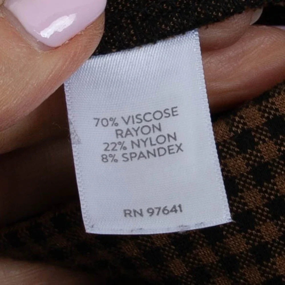 J Jill Womens Ponte Leggings Brown Black Gingham Size L Pull‎ On Stretch Office